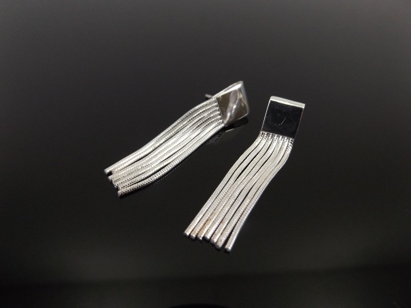 .925 Sterling Silver Streamer Dangle Earrings