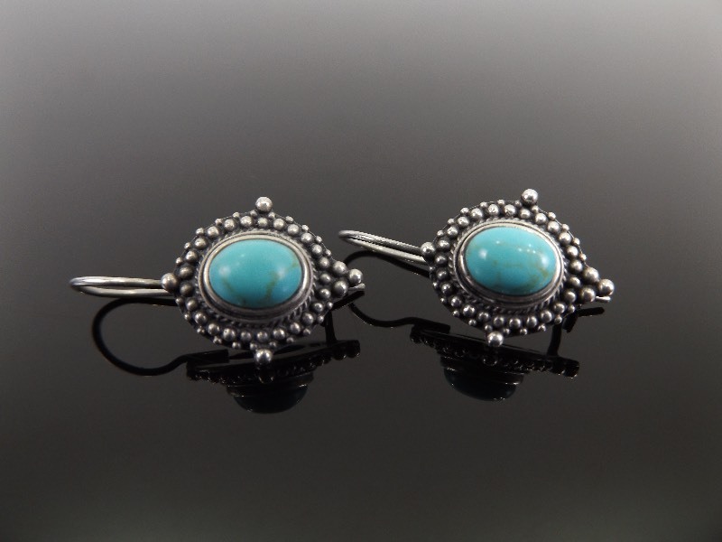 .925 Sterling Silver Turquoise Earrings