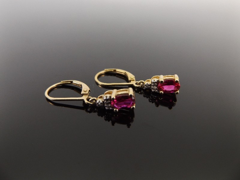 .925 Sterling Silver Vermeil Diamond Accented&nbspSpessartite Garnet Earrings