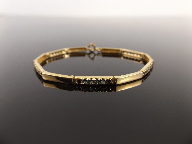 .925 Sterling Silver Faceted Sapphire Vermeil Link Bracelet