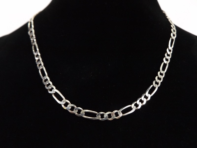 .925 Sterling Silver Figaro Link Necklace