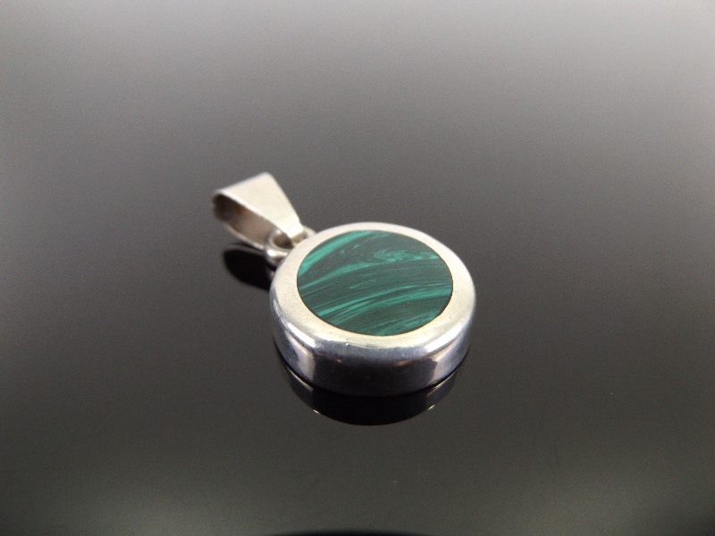 .925 Sterling Silver Malachite Pendant
