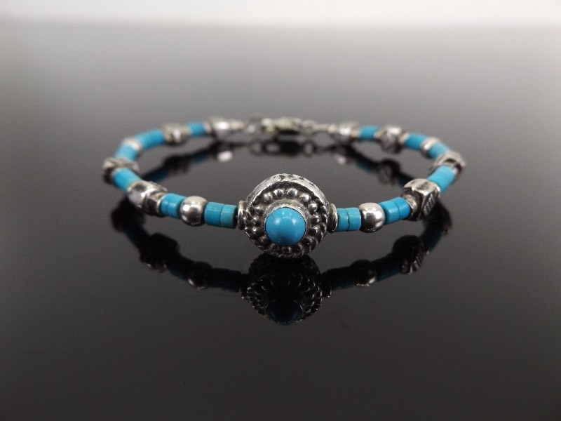.925 Sterling Silver Navajo Turquoise Bracelet