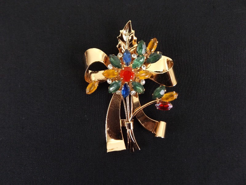 .925 Sterling Silver Coro Craft Vermeil Flower Brooch