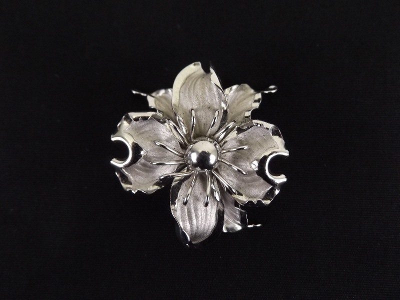 .925 Sterling Silver Flower Brooch