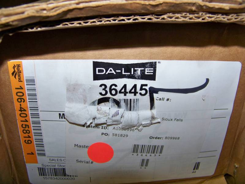 lot 30 image: Da-Lite, Model C, Manual (Pull Down), Projection  Movie Screen - NEW in Original Box