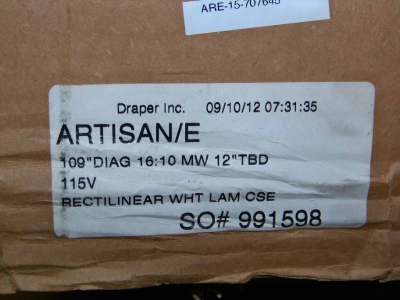 lot 31 image: Draper, ARTISANE, Powered (Electric), Projection  Movie Screen - NEW in Original Box