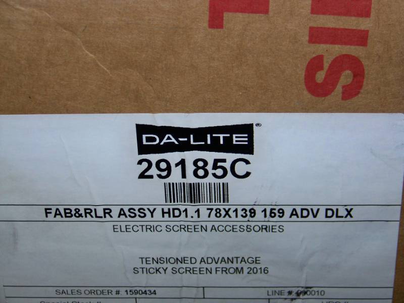 lot 34 image: Da-Lite, Advantage Deluxe, Tensioned Projection  Movie Screen Fabric and Roller Assembly - NEW in Original Box
