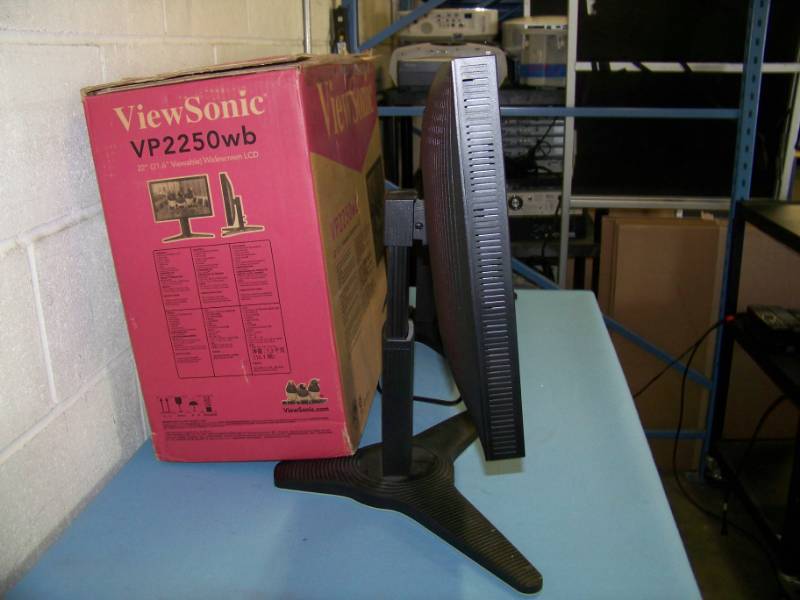 lot 38 image: (2) ViewSonic, 21.6, LCD Computer  PC Monitors on Stands with (1) Original Box