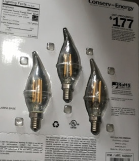 lot 12 image: 40 Watt Led Chandelier 3pk Dimmable