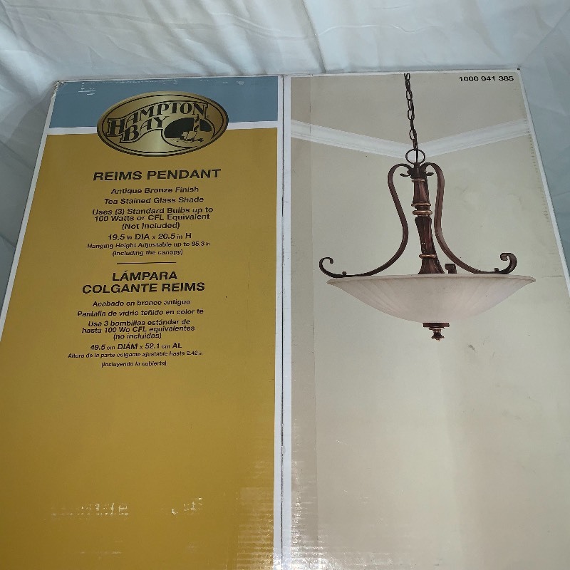 lot 26 image: Hampton Bay Reims Pendant Light New