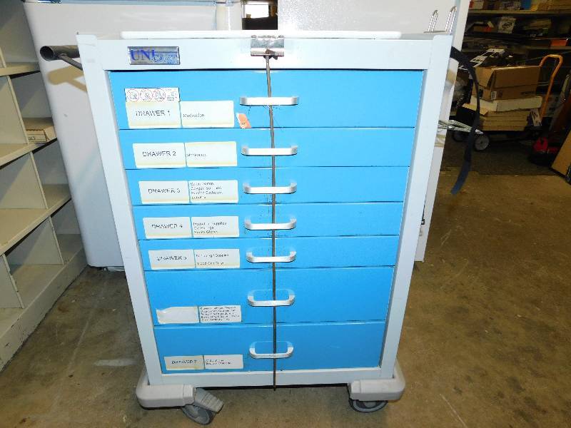 Metal Lt Grey Turquoise Uni Cart On Locking Wheels With Seven