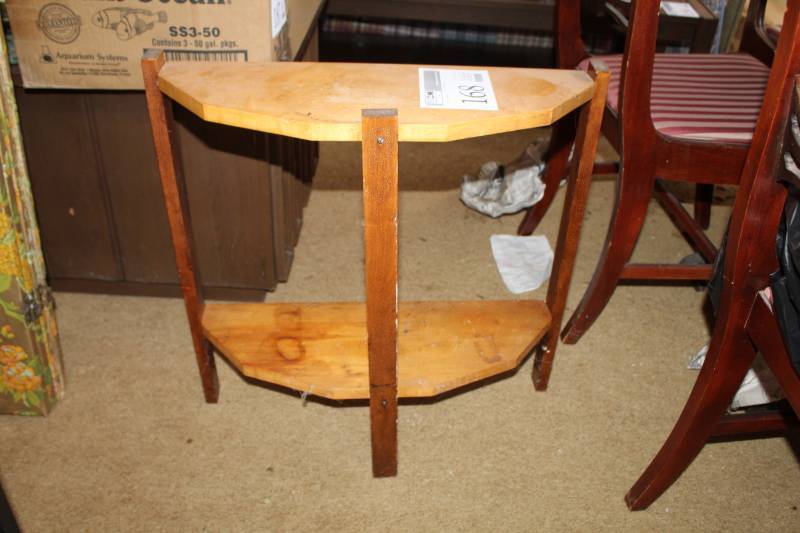 lot 168 image: 12-Oval 2-Tier Wood Side Table