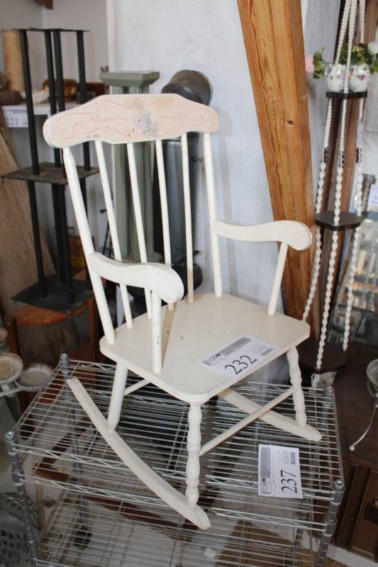 lot 232 image: Wood Rocking Chair with A heart that lovesis always young