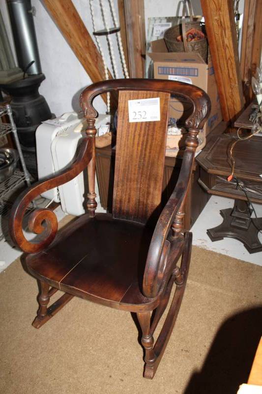 lot 252 image: Decorative Wood Rocking Chair