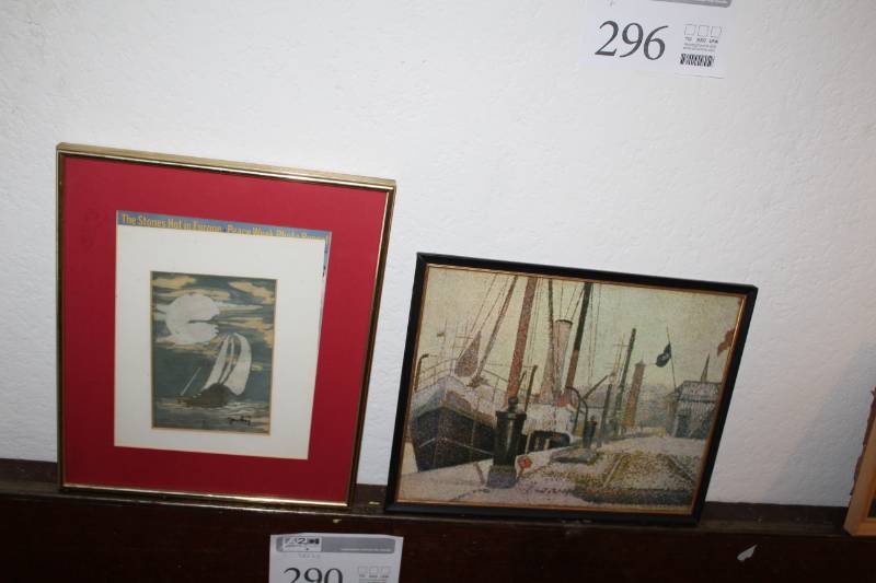 lot 296 image: Sailboats by Joan Gray Signed Framed Matted Wall Art