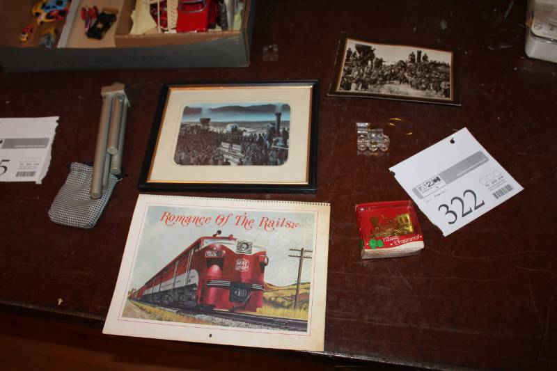 lot 322 image: Train Memorabilia - Calendars, Prints, Whistle, Figurines