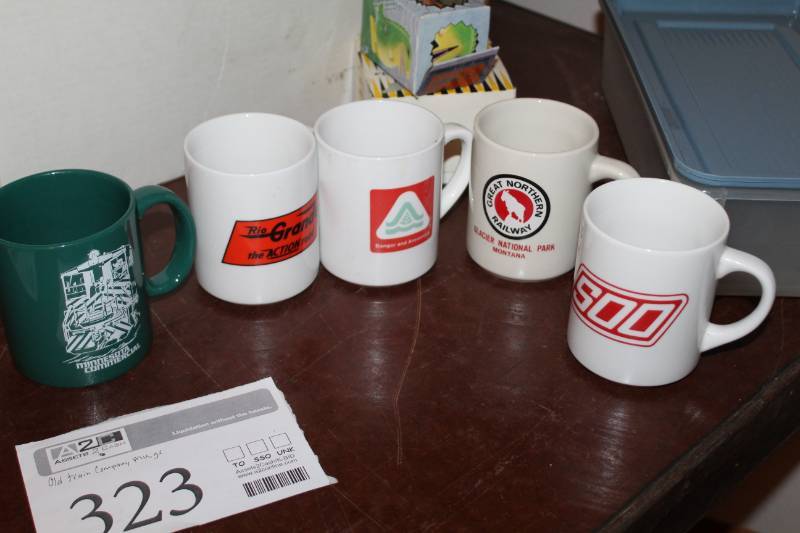 lot 323 image: Vintage Train Company Coffee Mugs - SOO, Great Northern, Minnesota Commercial, And More