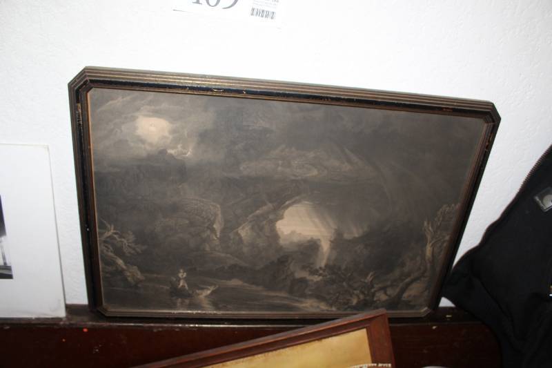 lot 409 image: Black & White Thomas Cole Wood Framed Print