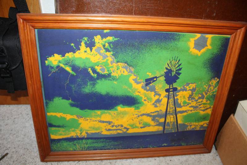 lot 411 image: Windmill Wood Framed Wall Art