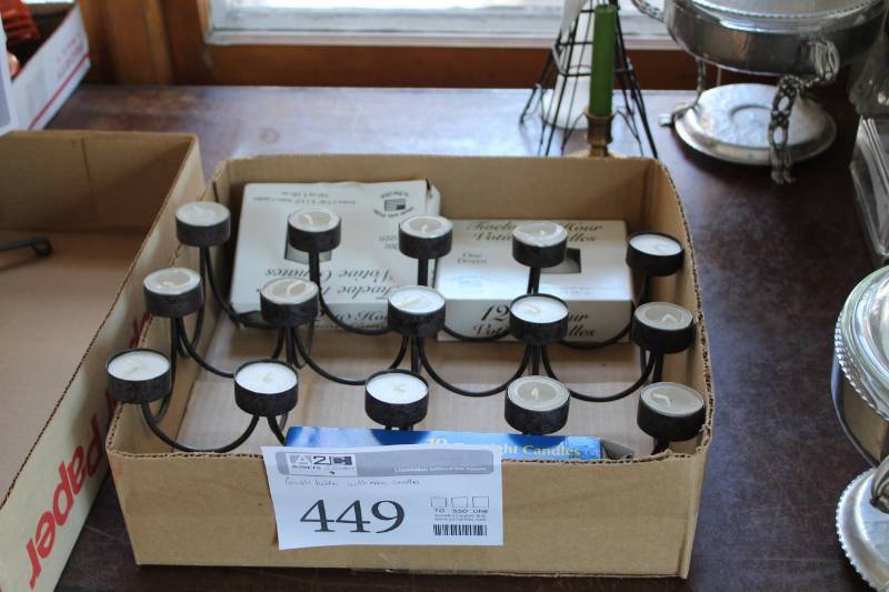 lot 449 image: 15-Tea Light Holders with Tea Candles, Extra Candles