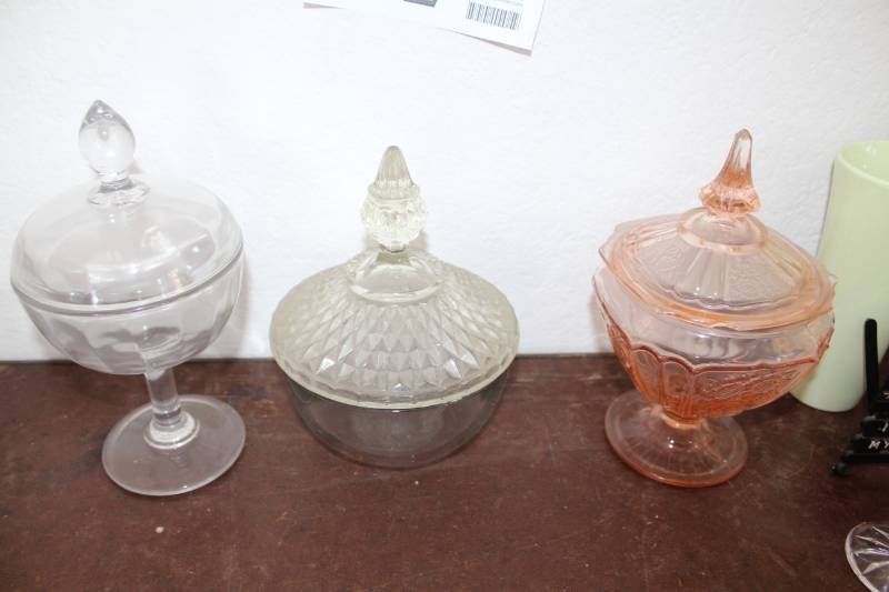 lot 462 image: Glass Candy Dishes with Lids