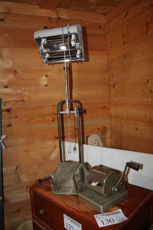 lot 130 image: Paymaster Check Writer, UV Tanning Lamp
