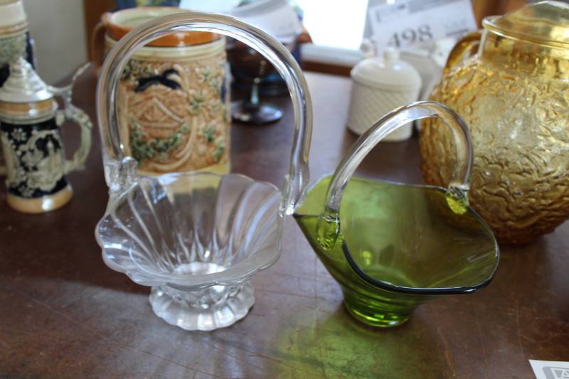 lot 499 image: Glass Table Baskets with Handles