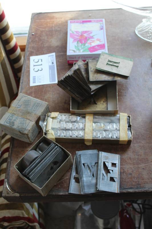 lot 513 image: General Easy Lock Adjustable Interlocking Stencil Sets and Set of 54-point Type Set
