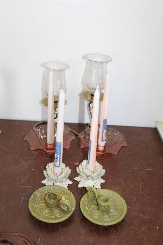 lot 490 image: Ceramic and Glass Candleholders