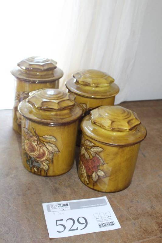 lot 529 image: Floral Ceramic Kitchen Jars with Lids