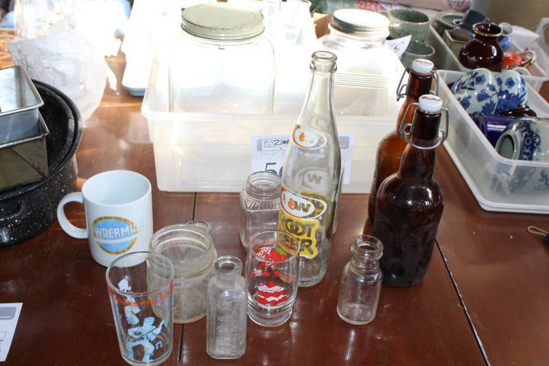 lot 564 image: Old Glass Bottles, Glass Jars