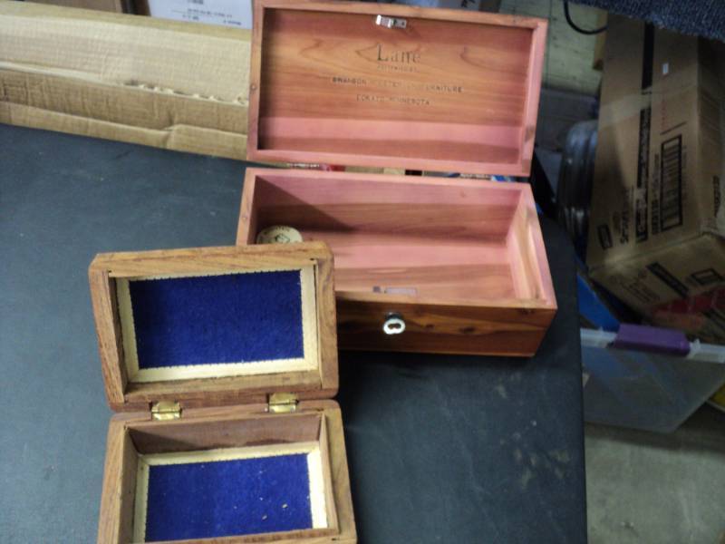 lot 6 image: Lane Jewelry Box and Carved Wood Bo...