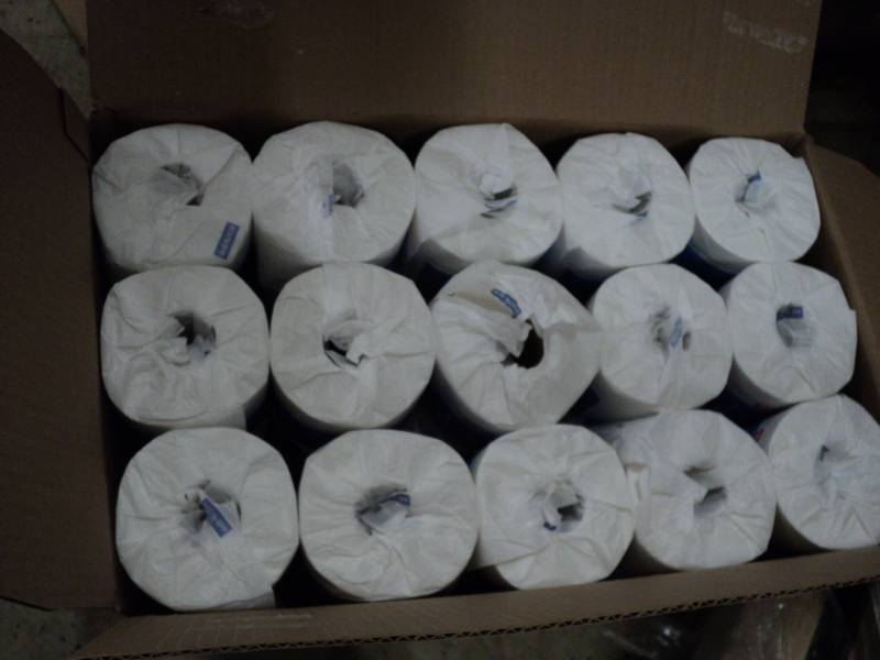 lot 65 image: Box of 60 rolls of 1 Ply Weis Bath ...
