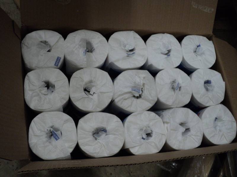 lot 67 image: Box of 60 rolls of 1 Ply Weis Bath ...