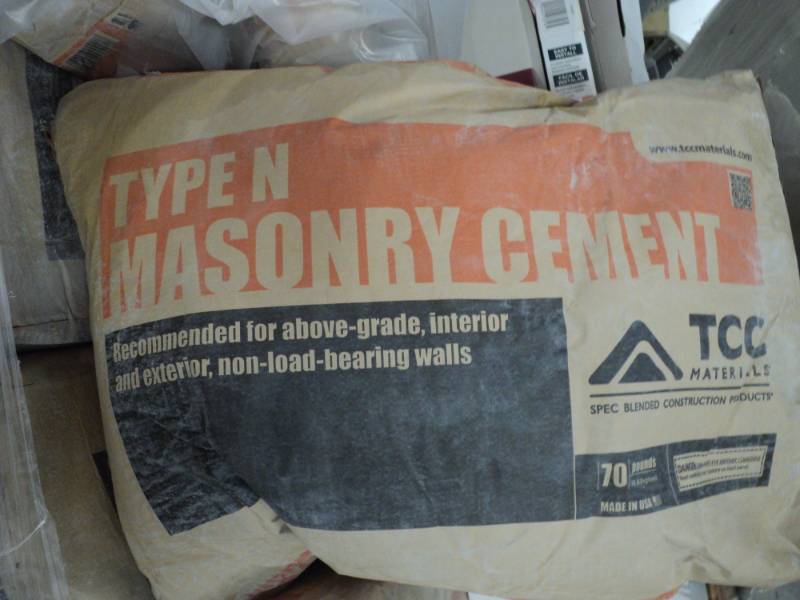 lot 134 image: 2 Bags Type N Masonry Cement each ...