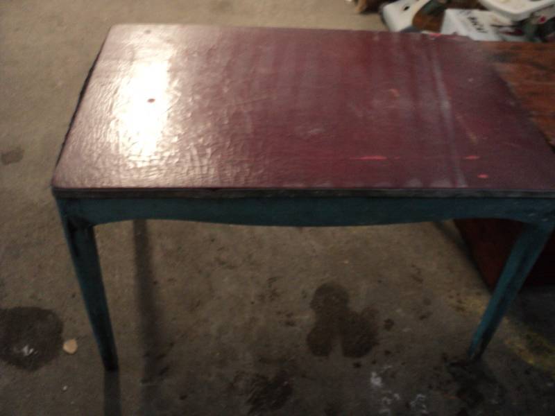 lot 178 image: Blue Table and Wood Table  both 36...