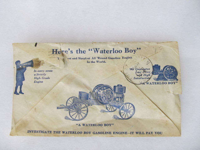 lot 13 image: Antique WATERLOO BOY Gasoline Engine Advertising Envelope