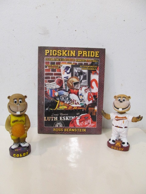 lot 15 image: MN Gophers Bobbleheads & Football Book