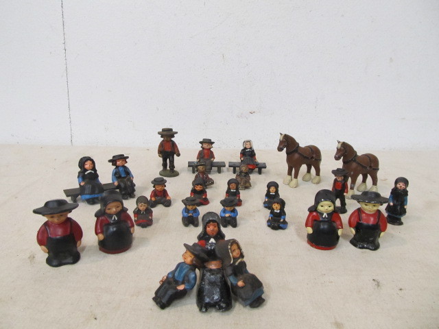 lot 20 image: Lot of Vintage Cast Metal Amish Figures