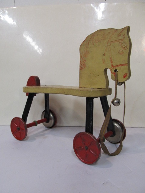 lot 45 image: Vintage Wooden Childs Toy Horse