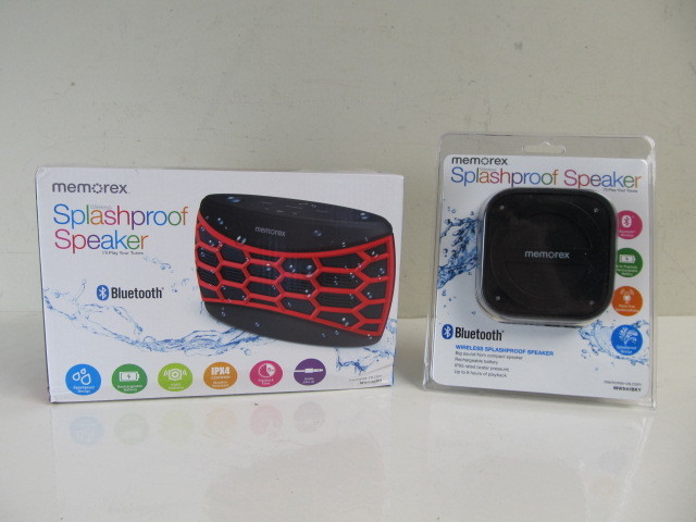 lot 55 image: 2 Brand New Splash Proof Bluetooth Speakers
