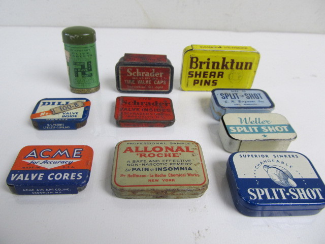 lot 64 image: Group of Vintage Advertising Tins - Fishing etc