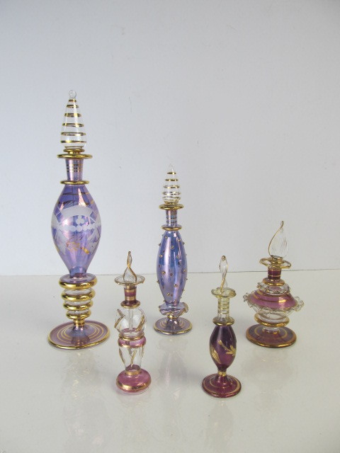 lot 106 image: Vintage Egyptian Glass Perfume Bottles