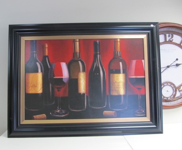 lot 111 image: Large Framed Wine Bottle Print
