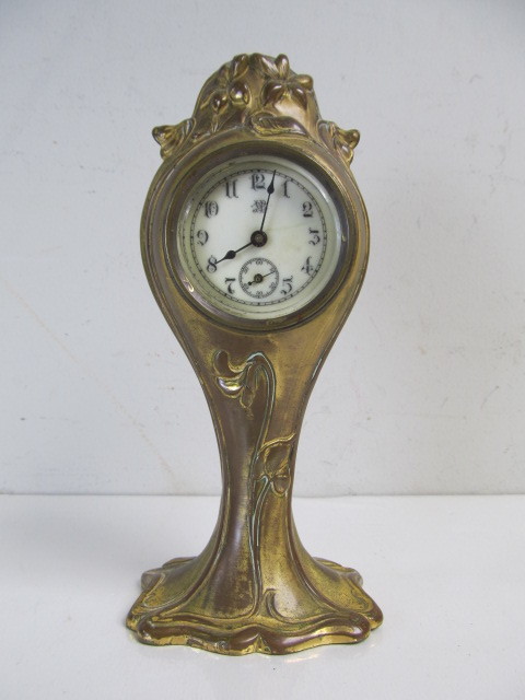 lot 95 image: Orig Antique JENNINGS BROS Bronze Art Nouveau Desk Clock