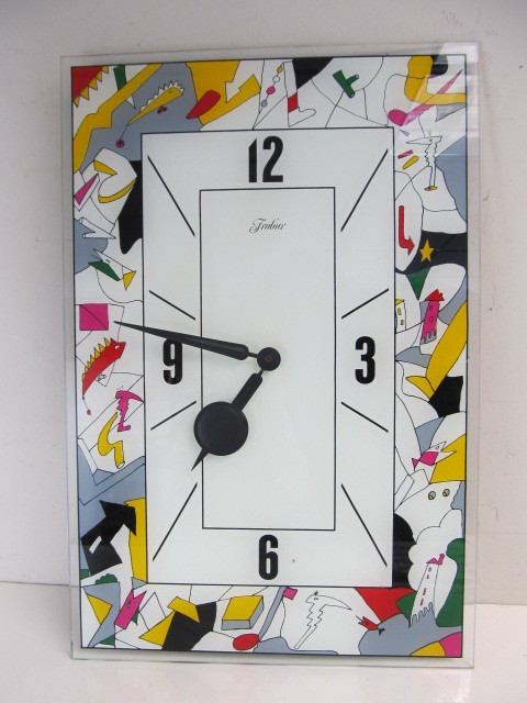 lot 129 image: Large Vintage Reverse on Glass Pop Art Wall Clock