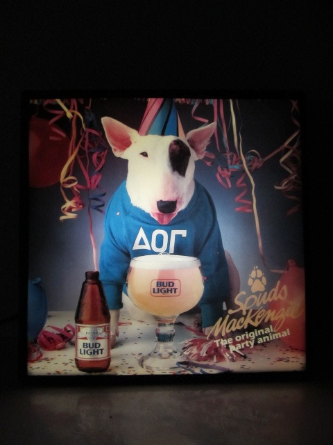 lot 151 image: Working Vintage Bud Light SPUDS MACKENZIE Lighted Sign