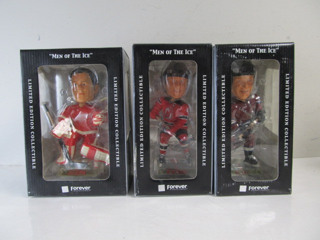 lot 162 image: Group of 3 MEN OF THE ICE Hockey Bobbleheads
