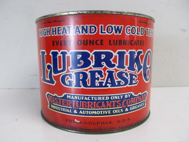 lot 190 image: NICE Large Vintage LUBRIKO Grease Can